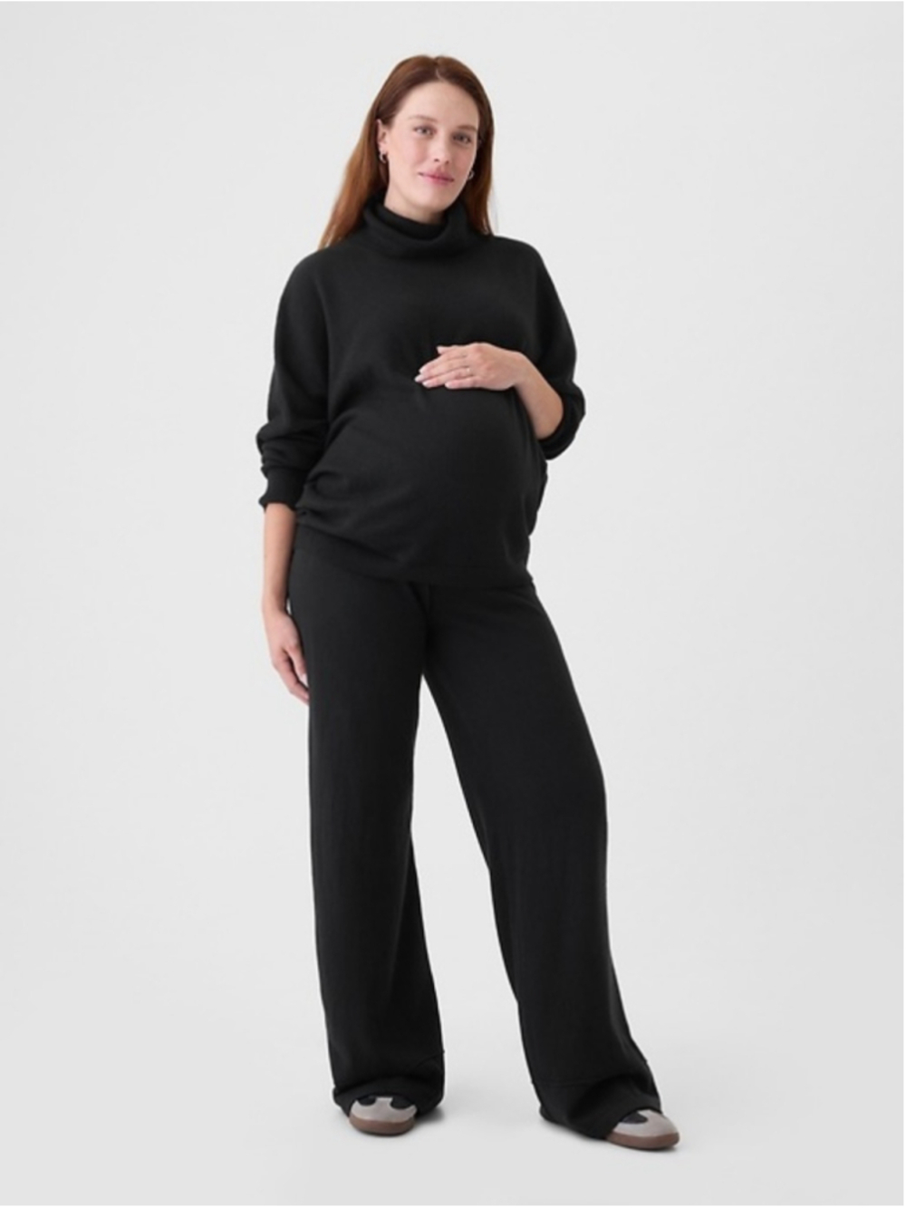 GAP Maternity CashSoft Under Belly Wide Leg Sweater Pants Black Small $90 NWT